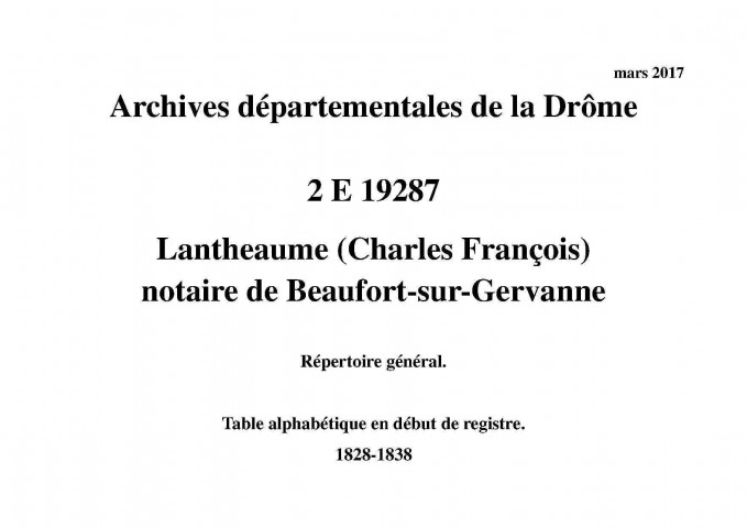 Répertoire général (1828-1838).