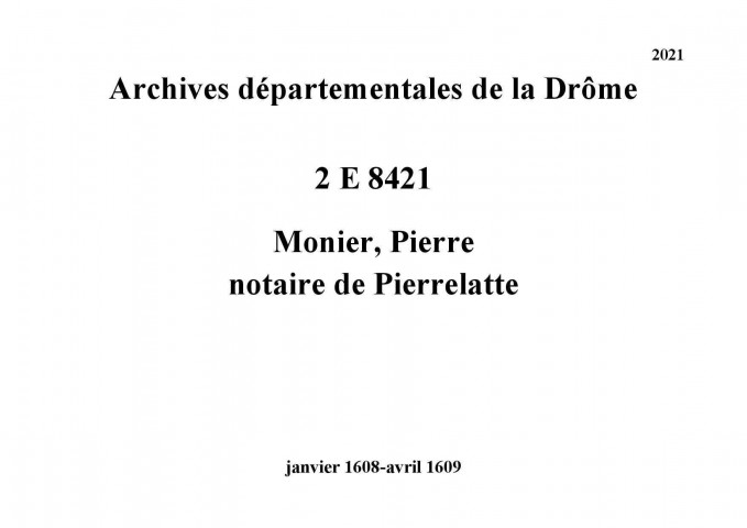 janvier 1608-avril 1609