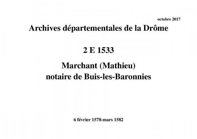 6 février 1578-mars 1582