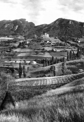 Vue panoramique des vestiges du château.