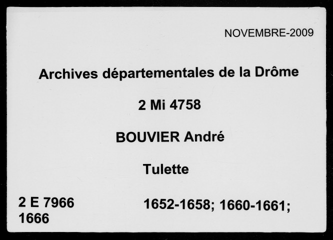 1er janvier 1652-8 novembre 1666