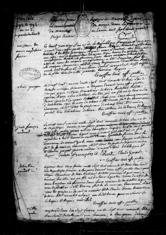 Naissances, mariages, décès (1793-an IX).