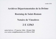 Notes brèves (28 janvier 1564-20 juin 1566).