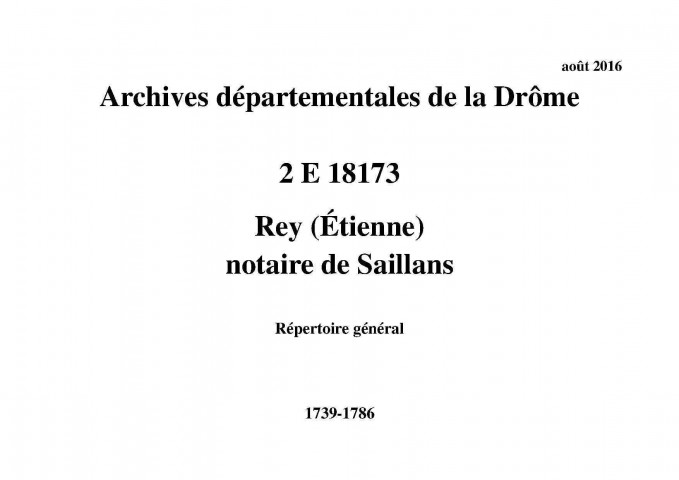 Répertoire général (1739-1786).