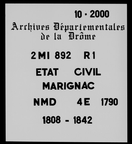 Publications de mariages (1808-1842).