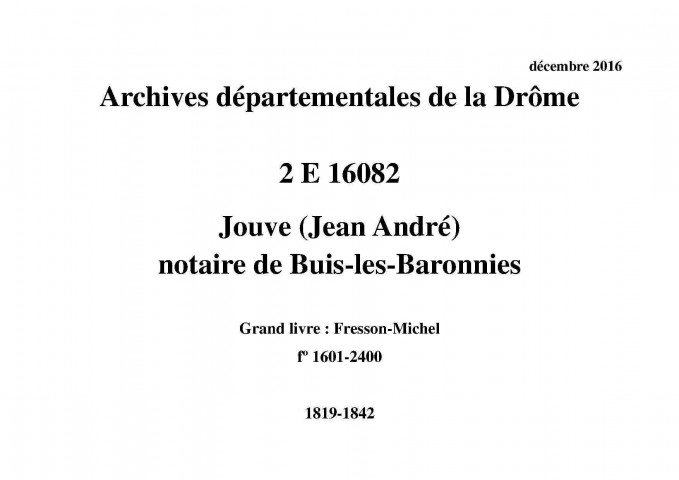 Grand livre : Fresson-Michel (1819-1842).
