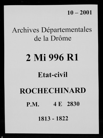 Publications de mariages (1813-1822).