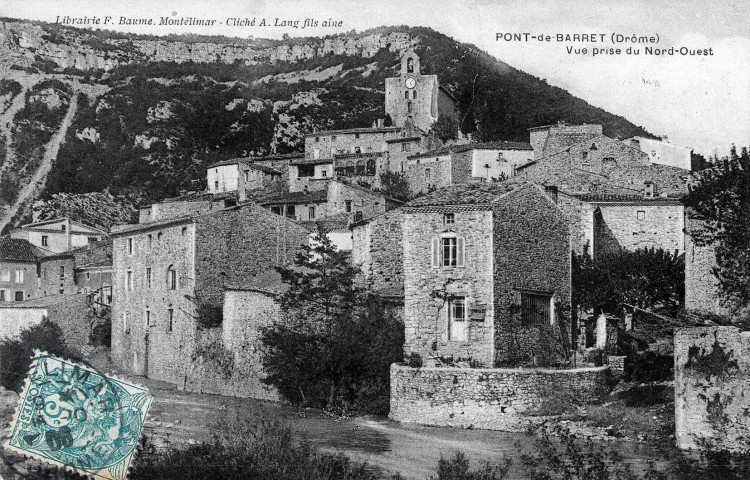 Vue du village, de l'église Notre-Dame la Brune et du Roubion.