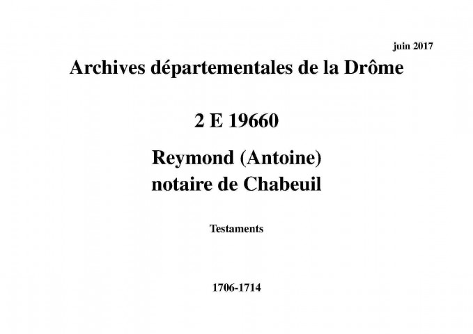 Testaments (1706-1714).