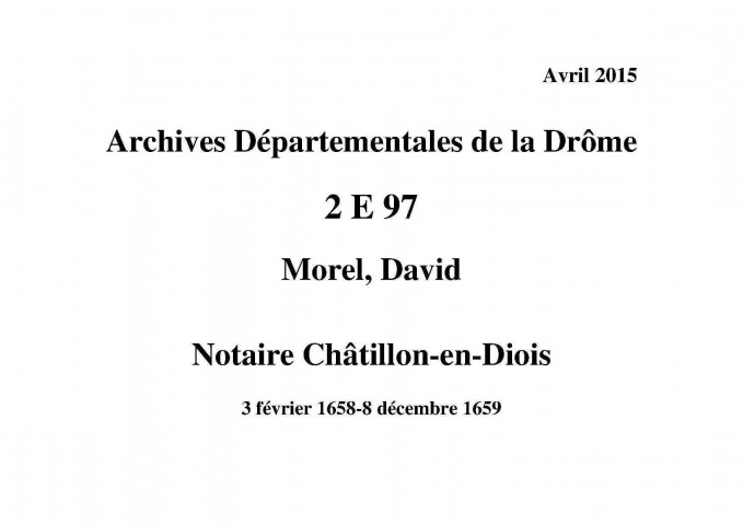 3 février 1658-8 décembre 1659