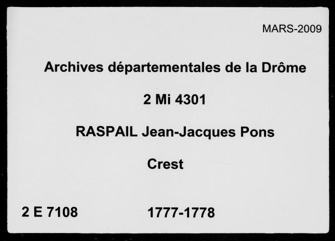 7 décembre 1777-18 juillet 1778