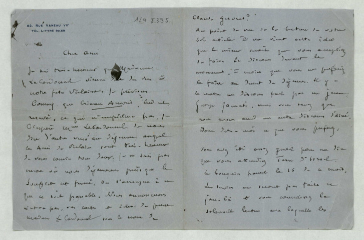 LAS relative à madame Le Cardonnel.