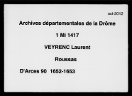 Répertoire alphabétique des prénoms des parties (1652-1653).