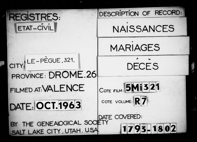 Naissances, mariages, décès (1793-an X).