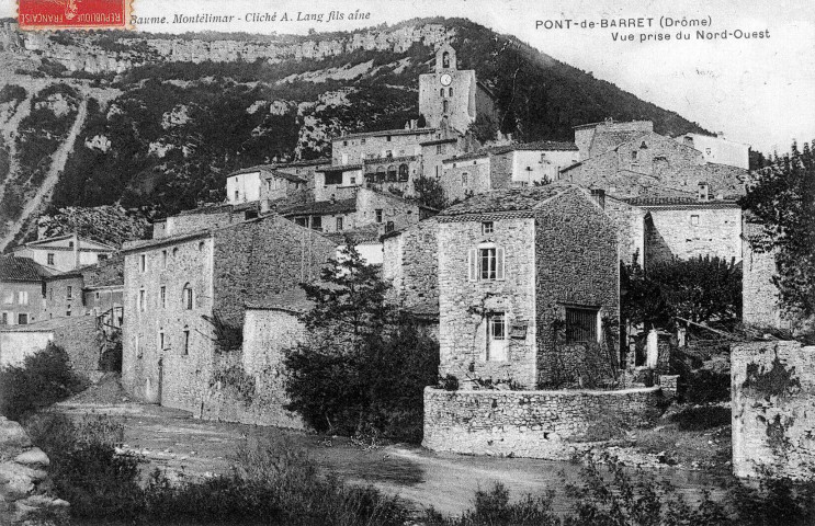 Vue du village, de l'église Notre-Dame la Brune et du Roubion.