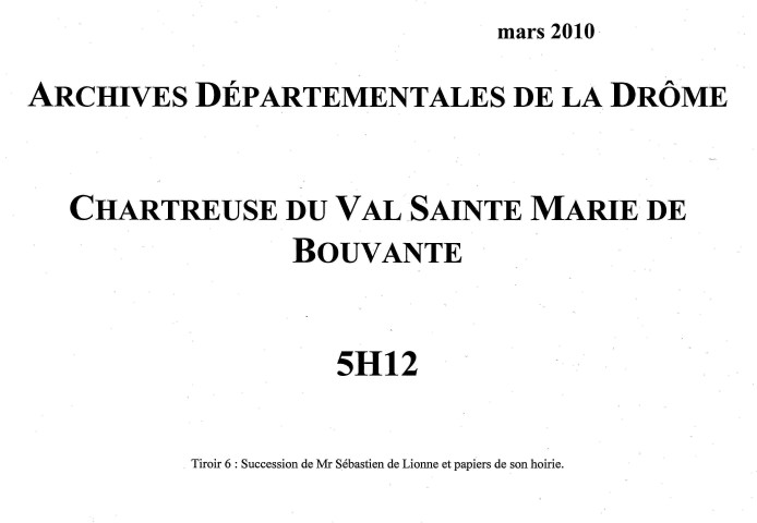 Tiroir 6. Fondations, concessions et donations faites au Val-Sainte-Marie.