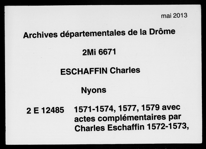 Notes brèves (17 janvier 1572-10 décembre 1573).