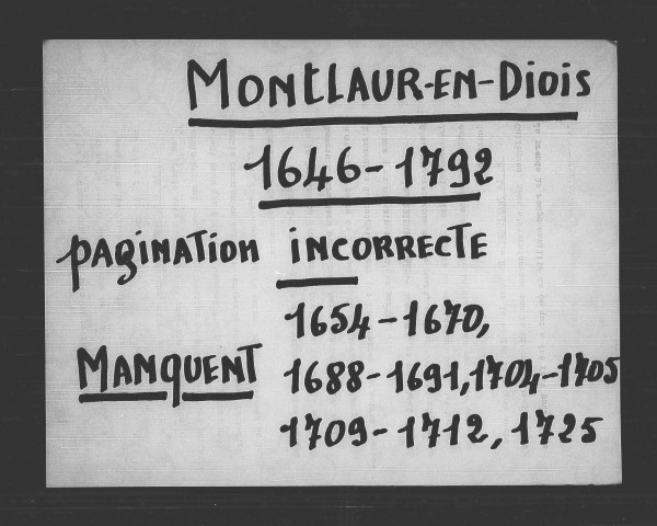 Baptêmes, mariages, sépultures (1645-1792).