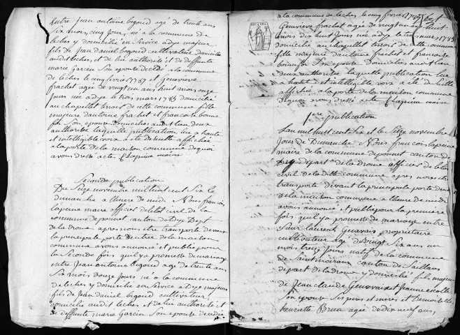 Publications de mariages (1806-1842).