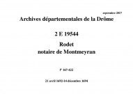 21 avril 1692-14 décembre 1694