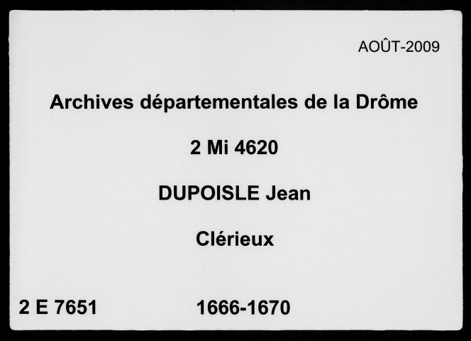 2 janvier 1666-26 mars 1670