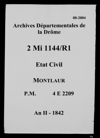 Publications de mariages (an II-1842).