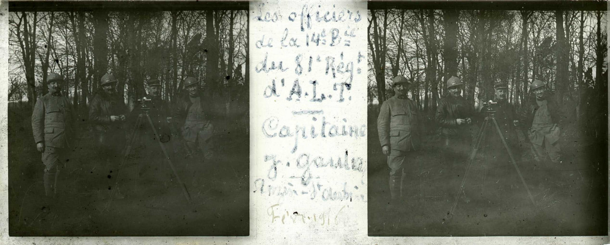 Anzin-Saint-Aubin. - Les officiers de la 14e batterie du 81e régiment d'artillerie lourde tractée, capitaine J. Gautier.