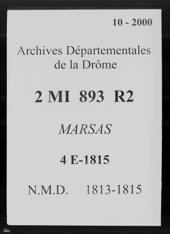 Publications de mariages (1813-1822).