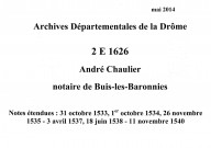 Notes étendues (31 octobre 1533-11 novembre 1540).