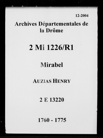 15 octobre 1760-7 décembre 1775