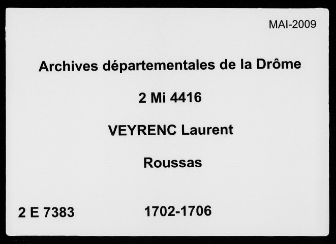 1er mars 1702-24 décembre 1706