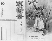 Carte postale illustrant les Chants du Soldat pour les Journées des Poilus de 1915, livre écrit en 1872 par Paul Déroulède (1846-1914).