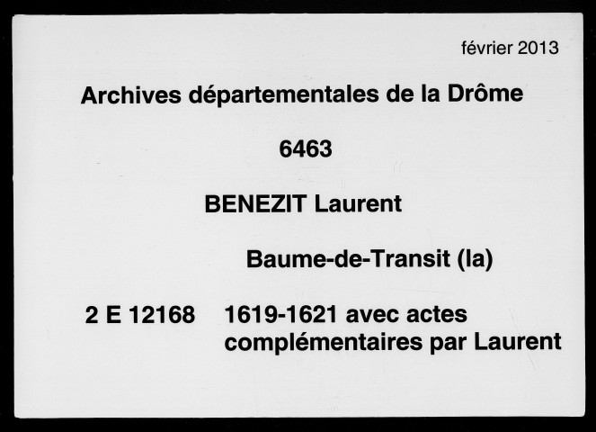 Notes étendues (20 janvier 1619-9 février 1621).