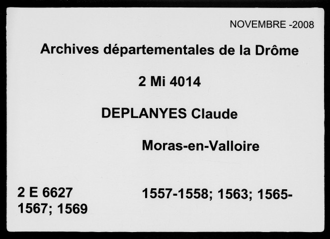 11 janvier 1557-9 octobre 1569