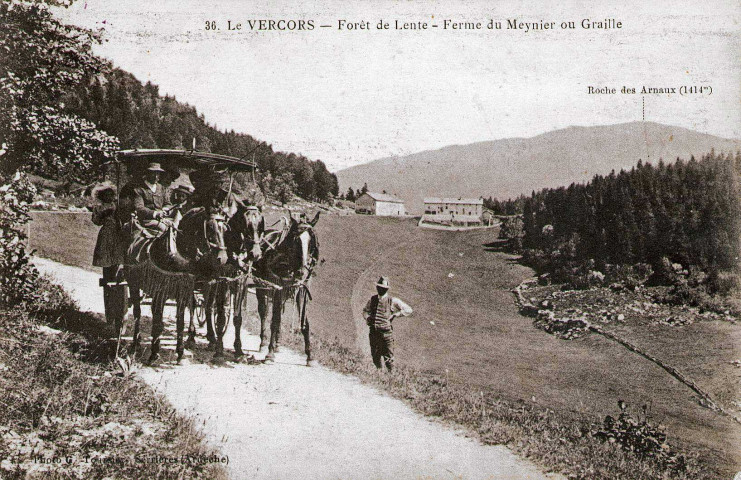 La forêt de Lente au fond la ferme des Meynier.