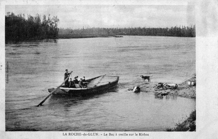 La Roche-de-Glun.- Le bac à traille sur le Rhône.