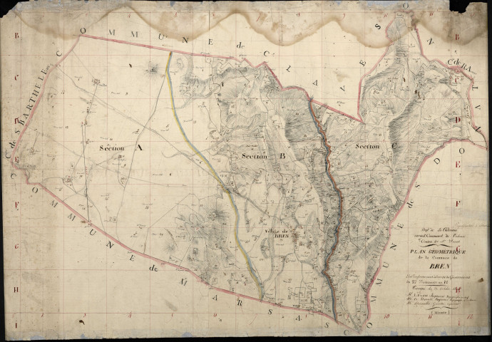 Plan géométrique. Section A (n°1-65). Section B (n°1-184). Section C (n°1-145).