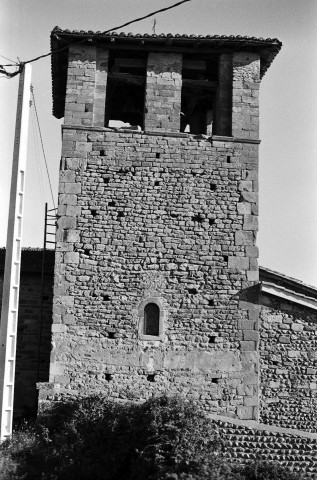 Miribel. - Façade sud du clocher de l'église Saint-Sévère.