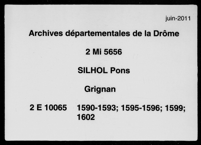 3 janvier 1590-19 novembre 1602