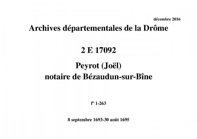 8 septembre 1693-30 août 1695