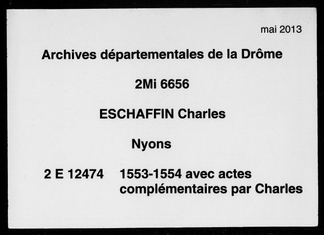 Notes brèves (30 décembre 1553-29 décembre 1554).