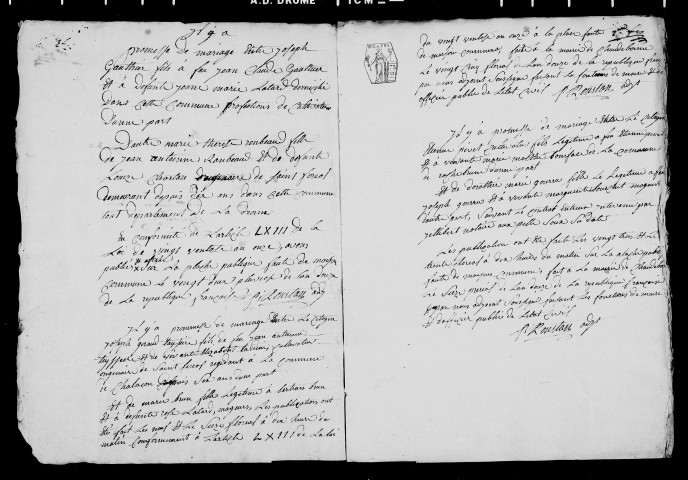 Publications de mariages (an XII-1842).