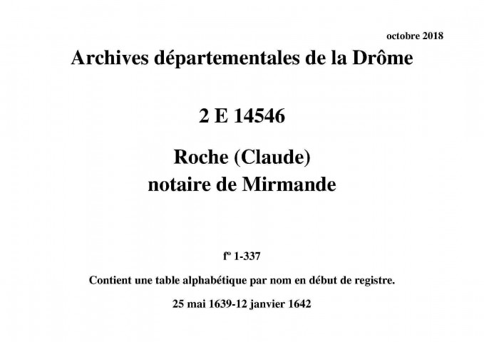 25 mai 1639-12 janvier 1642
