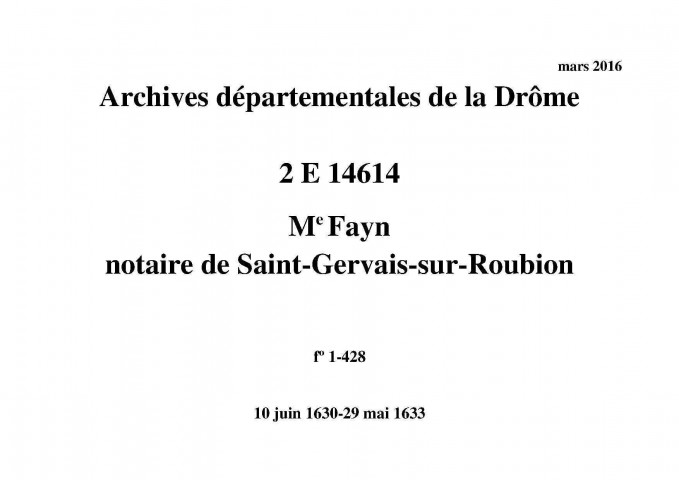 10 juin 1630-29 mai 1633