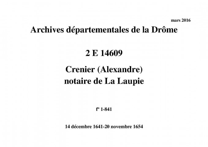 14 décembre 1641-20 novembre 1654