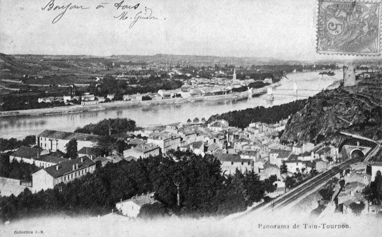 Tain-l'Hermitage.- Vue générale de la ville et de Tournon (Ardèche).