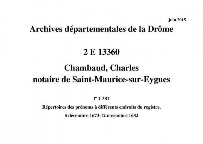 5 décembre 1673-12 novembre 1682