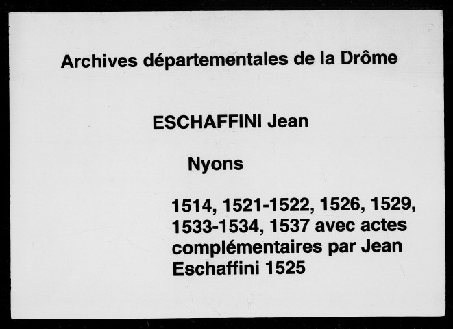 Notes brèves (1481-1537).