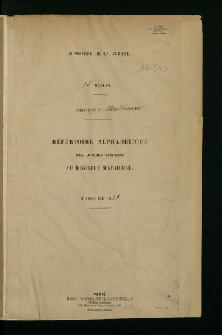 Table alphabétique.