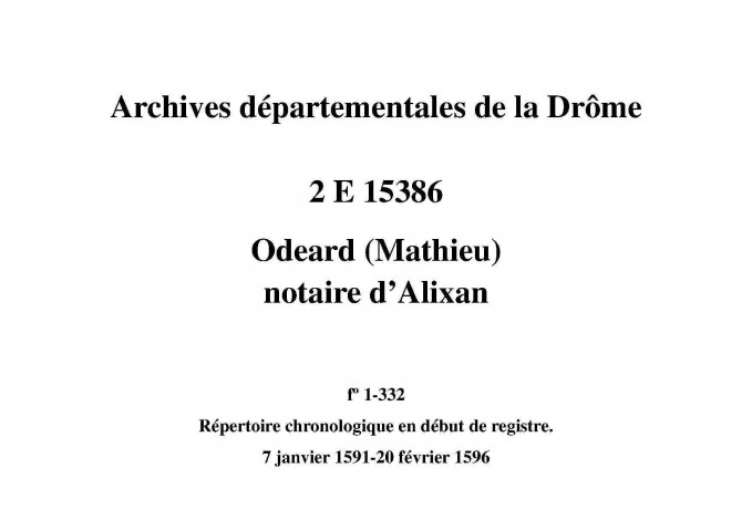 7 janvier 1591-20 février 1596